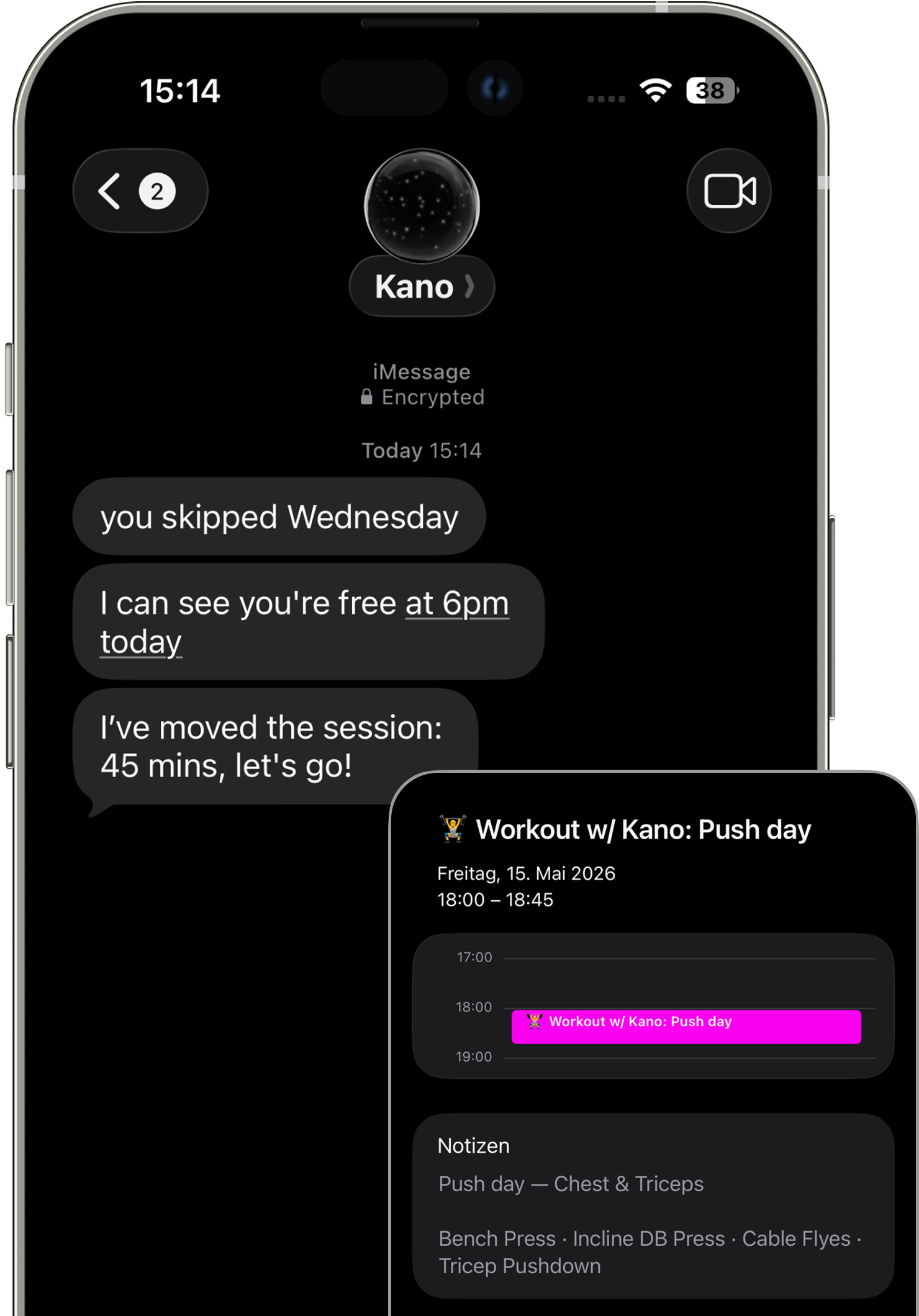 Kano rescheduling your training over text